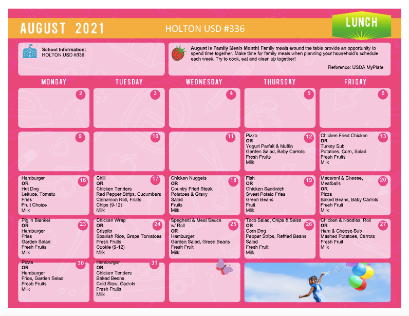 MENUS Holton USD 336